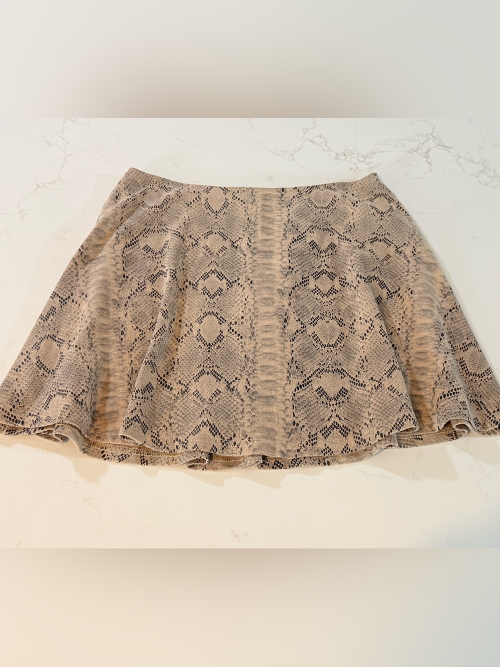She + Sky Beige Snake Print Circle Skirt
